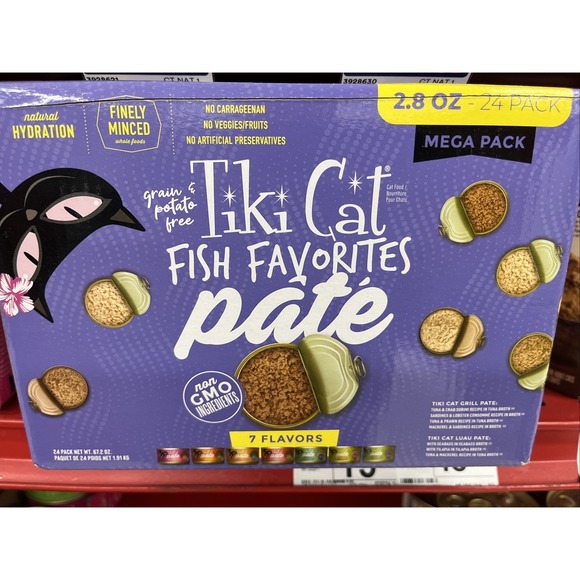 Tiki Cat Wet Cat Food Mega‎ Pack, Fish Favorites Pate, 2.8 Ounce Cans, 24 Count - Picture 1 of 1